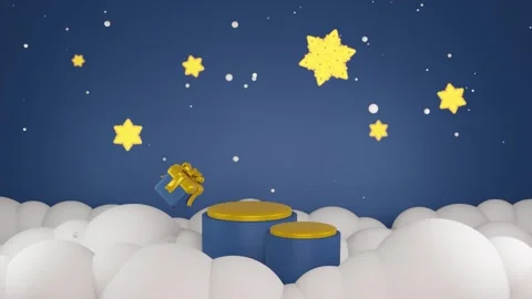 3D blue background with snowflake christmas and gold minimalist podium Stock Footage 257387778