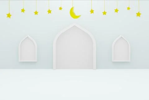 3d blue background star and crescent gold color , ramadan kareem eid and islamic 스톡 일러스트