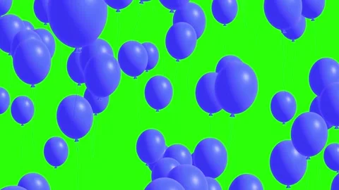 3D blue balloons floating up on green screen. Stock Footage 311351599