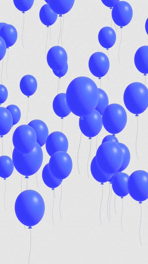 3D blue balloons floating up on transparent screen. alpha channel included. Stock Footage 311352010