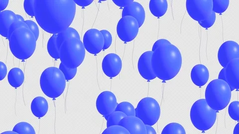 3D blue balloons floating up on transparent screen. alpha channel included. Stock Footage 311352072