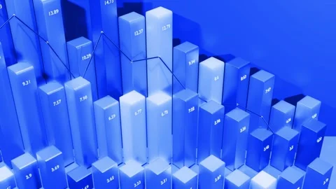 3D Blue Bar Chart with Line Graph – Financial Data Growth Animation Stock-Footage 332712404