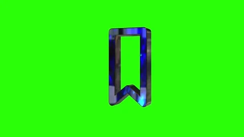 3D Blue Bookmark Icon Rotating on Green Screen Stock Footage 330920040