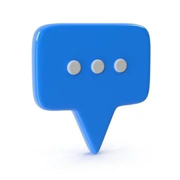 3d blue chat bubble icon with dots Stock Illustration