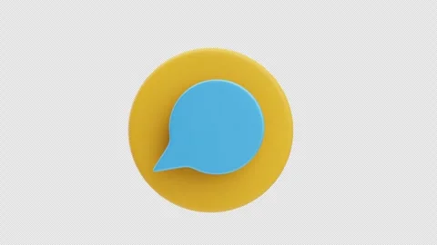 3D blue chat icon on yellow circle animation Stock Footage 319430787