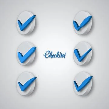3d blue checklist icon set design Stock Illustration