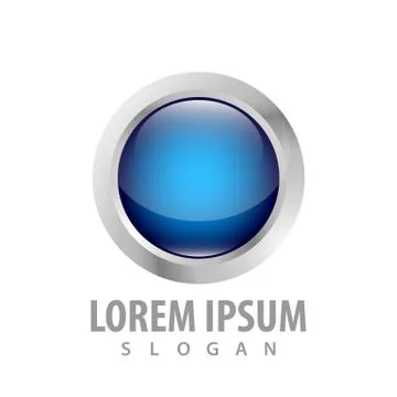 3d blue circle button concept design. Symbol graphic template element vector Illustrazione stock