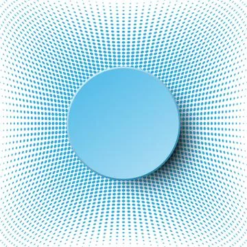 3d blue circle paper vector design on halftone dots pattern for abstract ba.. Illustrazione stock