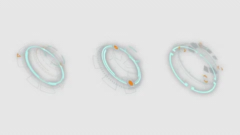 3D Blue circle rotation with HUD UI technology background alpha channel included Stock Footage 201024221