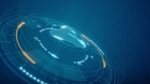 3D Blue circle rotation with HUD UI technology interface Stock Footage 201428365