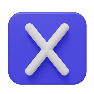 3D Blue Close Button Icon. Cross Negative Sign. Isolated. Stockillustratie