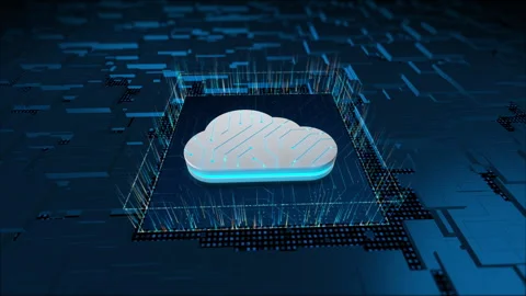 3D blue cloud computing logo and particl... | Stock Video | Pond5