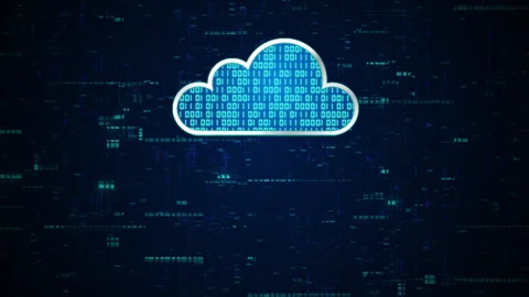 3D blue cloud glowing with blue binary number code database system Stock Footage 242215848