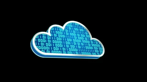 3D blue cloud glowing with blue binary number code database system Stock Footage 242219375
