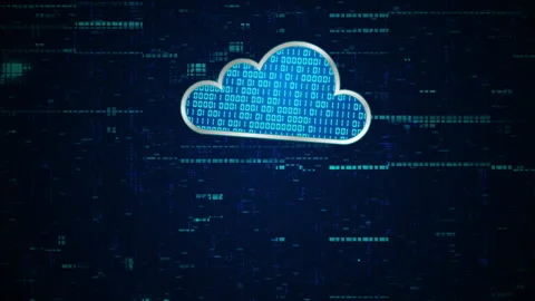 3D blue cloud glowing with blue binary number code database system Stock Footage 242219872