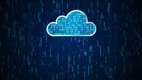 3D blue cloud glowing with blue binary number code database system Stock Footage 242835651