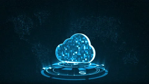 3D Blue cloud storage with rotation circle technology abstract background Stock Footage 152141408