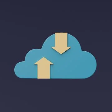 3d blue cloud symbol with arrow line Stock Illustration