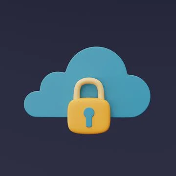 3d blue cloud symbol with padlock  Illustrazione stock