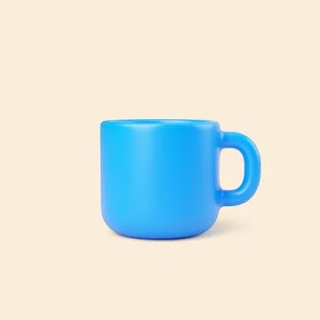 3D Blue Coffee Mug Isolated on Beige Background Stock Illustration