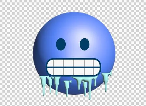 3D blue cold, pity, worry, freezing face flat icon with gritted teeth Stock Illustration