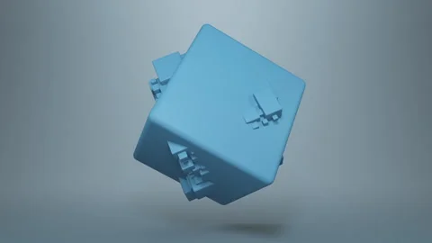 3D Blue Cube Rotation Loop Stock Footage 247892250