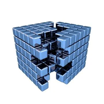 3D Blue Cube - Separation Stock Illustration