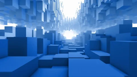 3d blue cubes tunnel video loop Stock Footage 121372415
