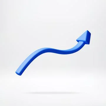 3D Blue curved arrow pointing upward Stock Illustration