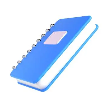 3d blue cute empty notepad book stationery for school isolated background with 스톡 일러스트