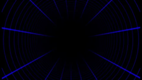 3D Blue cylindrical hi-tech futuristic tunnel in cyberspace background Video stock 296616593