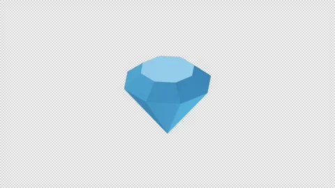 3D Blue Diamond Rotating Seamless Loop Transparent Background Stock Footage 344234245