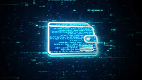 3D blue digital wallet or e-wallet glowing shining with blue binary code encrypt Stock Footage 240496762