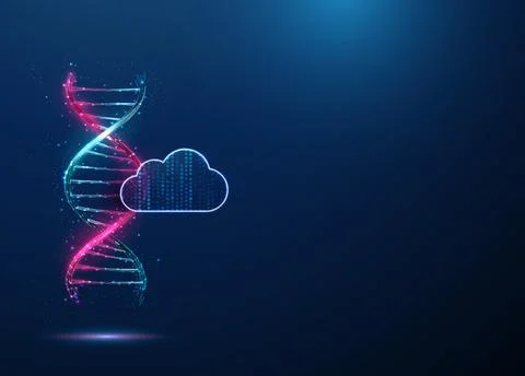 3D blue DNA and data cloud Genetic storage, genome database, bioinformatics Stock Illustration