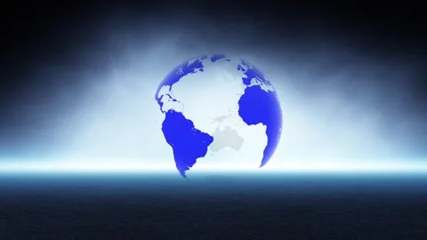 3d blue earth globe with smoke effect looped animation Stock Footage 341155279