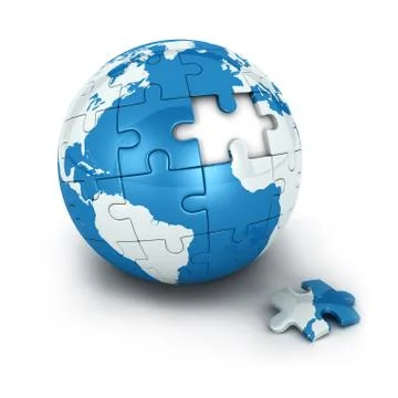 3d blue earth of puzzle Stock Illustration