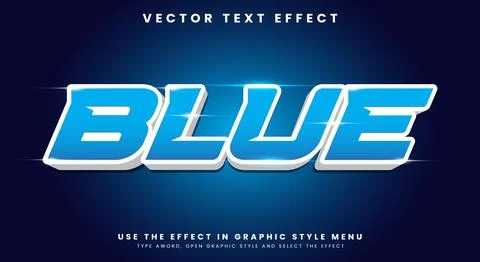 3D blue editable text effect Stock Illustration