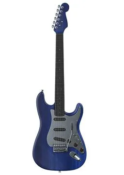 3D Blue electric guitar Иллюстрация