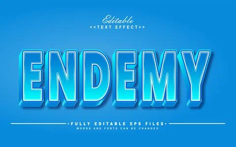 3d blue endemy text effect Stock Illustration