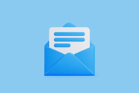3D Blue Envelope with Document Icon Stock Illustration