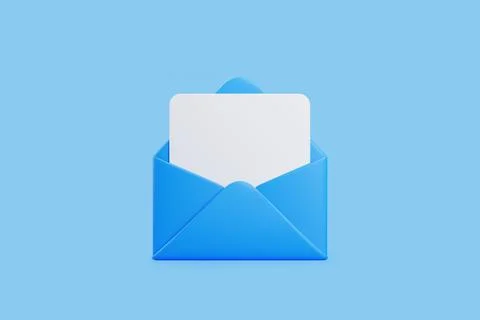3D Blue Envelope with Inserted Letter Icon Stock Illustration