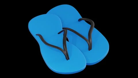 3D Blue Flip Flops Rotating Looped Animation with Alpha Stock Footage 312416480
