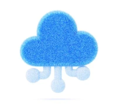 3d blue fluffy ai cloud icon. Artificial intelligence logo with wool felt イラスト素材