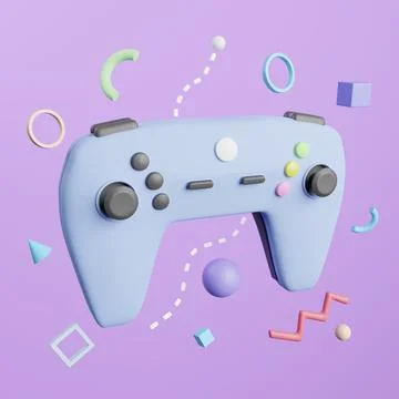 3d blue gamepad, joystick controller, entertainment gameplay symbol Stock Illustration