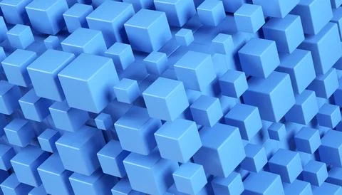 3D blue geometric abstract background made of squares. Stock Illustration