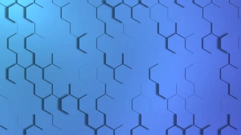 3D blue geometric hexagon abstract background. Moving wall. honeycombs Stock Footage 155191064