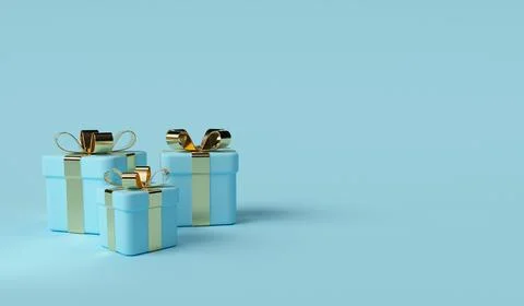 3d blue gift box scene. Stock Illustration
