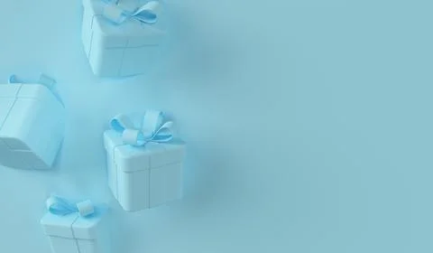 3d blue gift box scene. Stock Illustration