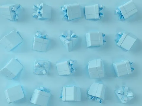 3d blue gift box scene. Illustrazione stock