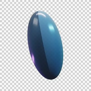 3D Blue Glass Capsule Oval UI Element Stock Illustration